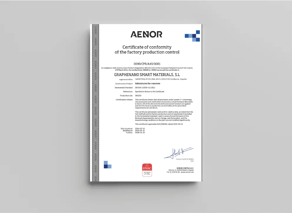 Certificate of Conformity on the factory production control
