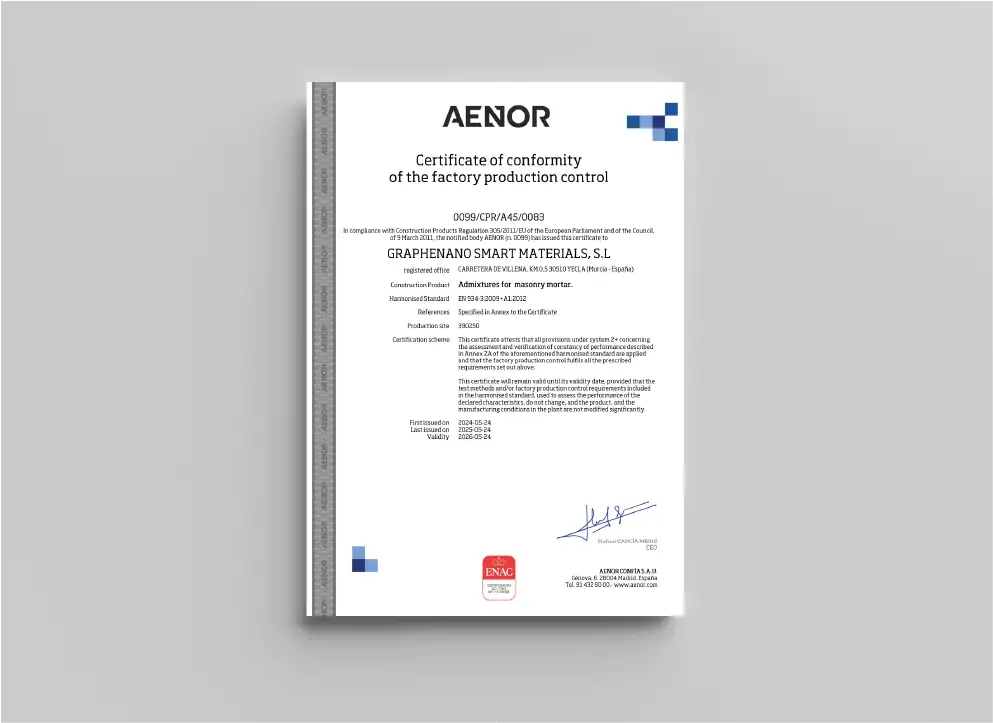 Certificate of Conformity on factory production control